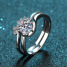 Conjunto de anel de moissanite, prata 0.8 quilate, corte excelente, teste de diamante, cor d, boa clareza, prata 925, joias, casamento feminino 2024 - compre barato