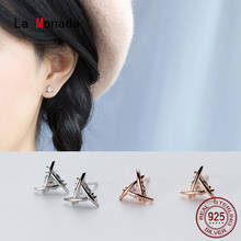 La Monada-pendientes triangulares de Plata de Ley 925 para mujer, joyería fina, aretes de tuerca para mujer, plata 925 coreana 2024 - compra barato