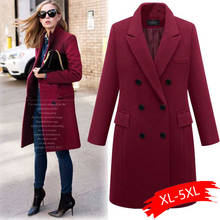 Plus Size 5XL Oversized Overcoat Women Winter Warm Thicken Double Breasted Windproof Jacket Slim Fit Long Woolen Coats 2024 - buy cheap