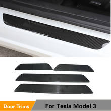 Painel de console central de carbono para tesla model 3 2014-2019, acessórios de interior do carro em fibra de carbono real 2024 - compre barato