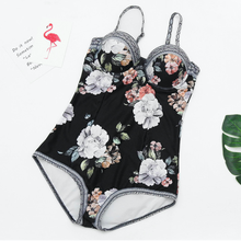 Monokini de realce para mujer, traje de baño de una pieza con estampado de flores Vintage, ropa de playa, novedad de 2021 2024 - compra barato