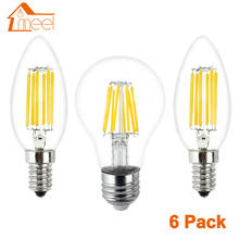 6Pcs LED Lamp 220V E27 E14 LED Filament Light Lamp 2W 4W 6W 8W Retro Edison Bulb Candle Glass Led Specialty Decorative Light 2024 - buy cheap