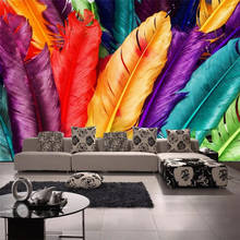 Papel tapiz personalizado, mural 3D de pluma de colores, Fondo de TV, pared, sala de estar, dormitorio, ktv, restaurante, papel tapiz 3d 2024 - compra barato