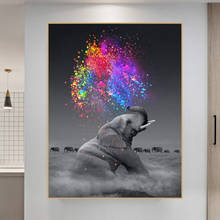 Colorful Fantasy Elephant Canvas Painting Posters and Prints Animal Pop Wall Art Picture Cuadros Home Decoration Room Decor 2024 - buy cheap