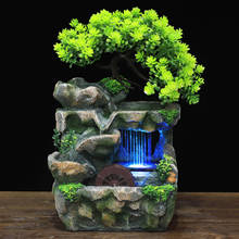 Indoor Simulation Resin Rockery Fake Tree Feng Shui Waterfall Fountain For Home Office Desktop Decoration Without Atomizer 2024 - buy cheap