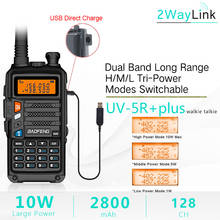 Baofeng UV-5R + mais walkie talkie de longa distância 10w tri-band rádio portátil para caça 10 km atualização de UV-5R banda dupla uhf vhf 2024 - compre barato