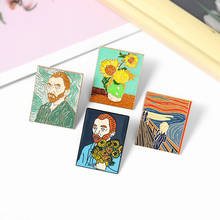 Alloy Jewelry Van Gogh Oil Painting Cartoon Brooch Drip Enamel Sunflower Brooches Jacket Backpack Cute Collar Badge Gift 2024 - buy cheap