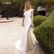 LORIE Sexy Mermaid Wedding Dresses Long Sleeve One Shoulder Shiny Wedding Gowns Boho Bride Dress vestido de noiva 2024 - buy cheap