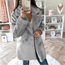 2020 Winter Thick Warm Teddy Coat Woman Lapel Long Sleeve Fluffy Hairy Fake Fur Jackets Female Loose Pockets Plus Size Overcoat 2024 - buy cheap