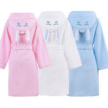 Solid Thin Waffle Robe For Boy Girls Cartoon Hooded Robe 100% Cotton Bathrobe Soft Sleeprobe Kids Casual Homewear халат 2024 - buy cheap