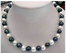 Collar de joyería de moda, perla cultivada Natural en blanco y negro Akoya, 22 '', 9-10mm 2024 - compra barato