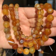 Natural Yellow Stripe Sardonyx Agates Stone Beads Smooth Round Loose Spacer Beads For Jewelry Making Diy Charm Bracelet 6 8 10mm 2024 - buy cheap