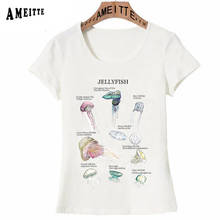 AMEITTE Anatomy Jellyfish Species Print Girl T-Shirt Summer Women T Shirt Fashion Female Casual Tops Cute Girl Tees Short Sleeve 2024 - buy cheap