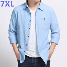 8XL 7XL plus size men denim shirt long sleeves camisa masculina dress shirt men brand fashion camisa denim hombre jeans shirt 2024 - buy cheap