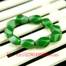 Natural verde chinês jade jasper grânulos elástico pulseira moda charme jóias esculpidas amuleto presentes para sua mulher 2024 - compre barato