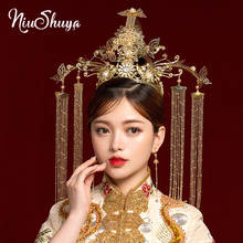 Niushuya tiara de noiva vintage, faixa de cabeça longa de ouro vintage com borlas, acessório longo para casamento e palco grande 2024 - compre barato