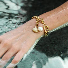 Богемный тканый браслет жемчужный корпус кулон золотые браслеты простая женская летняя пляжная вечерние ювелирные аксессуары женский браслет 2024 - купить недорого