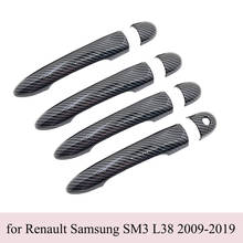 Black Color Carbon Fiber Door Handles Cover Trim Set for Renault Samsung SM3 L38 2009~2019 Car Accessories Sticker Catch 2010 2024 - buy cheap