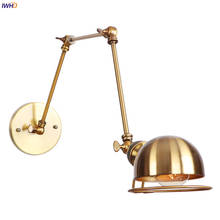 IWHD-Lámpara de pared de brazo largo dorado para dormitorio, espejo de escalera al lado del Loft, aplique de luz de pared Vintage Industrial, Lumiaire 2024 - compra barato