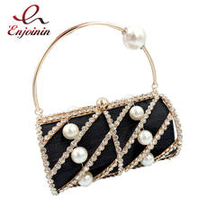 Bolsa de mão luxuosa feminina com detalhes em diamantes, para festa à noite, bolsa de mão com cristais 2024 - compre barato