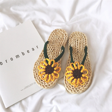 2020 JARYCORN new fashion casual ladies handmade straw slippers summer home sandals embroidered shoes couple beach shoes 2024 - buy cheap