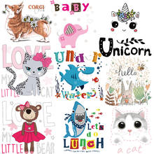 Pulaqi Cartoon Animals Thermal Stickers On Clothes Iron On Transfer Cat Dog Patches For Clothing Unicorn Patch Clothing Applique 2024 - buy cheap