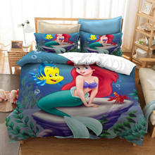 Conjunto de cama estampado da pequena sereia com desenhos da disney, conjunto de edredon e capa de edredom para crianças 2024 - compre barato
