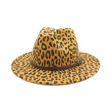WZCX Leopard Fashion Women Jazz Hat Autumn  Winter Tide Casual Tide Korean Version Adult Cap Felt Hat 2024 - buy cheap