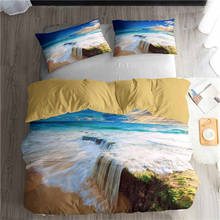 HELENGILI 3D Bedding Set Beach Sea Print Duvet Cover Set Lifelike Bedclothes with Pillowcase Bed Set Home Textiles #ST-17 2024 - buy cheap