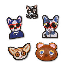 DOG CAT DIY Iron On Cartoon Animal Cloth Patches Embroidered Badges Abstract Kids Clothes Stickers 2024 - buy cheap