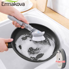 ERMAKOVA Soap Dispensing Dish Sink Brush Kitchen Replaceable Pot Scrubber Dispenser Cleaner with Extra 1 Sponge Brush Head 2024 - buy cheap