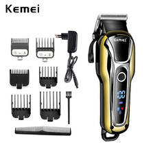 Kemei-máquina de cabeleireiro, elétrica, recarregável, para aparar ou cortar cabelos, tensão 100-240v 2024 - compre barato