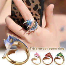 Новинка, кольцо с золотым топазом, дракон, на удачу, с изображением животного, регулируемое Открытое кольцо, ювелирное изделие с изображением животного для женщин и девушек 2024 - купить недорого