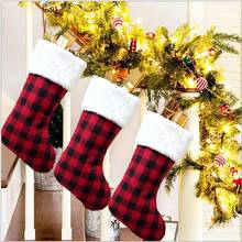 Wholesale Christmas Stocking Decorations Supplies Tartan Christmas Socks Gift Storage Bag Hanging Pendants 2024 - buy cheap