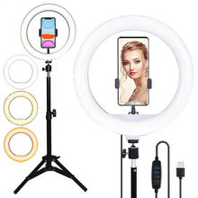 26cm selfie usb anel luz de preenchimento fotografia led de lâmpada com tripé suporte para youtube estúdio maquiagem streaming ao vivo 2024 - compre barato