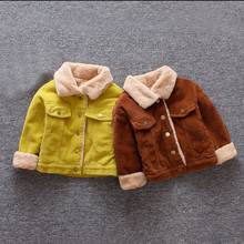 2019 новая зимняя одежда для маленьких девочек, вельветовое пальто, куртка, теплый зимний комбинезон, От 1 до 5 лет, Детская однотонная куртка, Детская верхняя одежда 2024 - купить недорого
