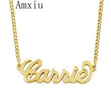 Amxiu personalizado 100% colar de aço inoxidável gravar qualquer nome pingente colar para estudantes meninas graduação presente crianças id tag 2024 - compre barato