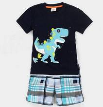 Conjunto de pijamas de algodón para niños y niñas, ropa de dormir con dibujos de dinosaurios, Tops y pantalones, Verano 2024 - compra barato