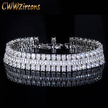 CWWZircons Brand Sparkling White Gold Color Top Grade Cubic Zirconia Stone Luxury Big Wrap Bracelet Bridal Wedding Jewelry CB043 2024 - buy cheap