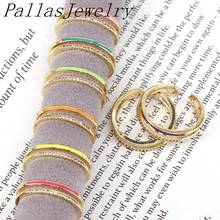 Anéis coloridos esmaltados de zircão, anéis de joia com camada de metal, acessórios de anéis de joalheiro para mulheres, anéis preenchidos de ouro com 10 peças 2024 - compre barato