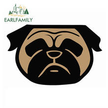 EARLFAMILY 13cm x 8.3cm Cartoon PUG Dog Face Car Vinyl Decal Window Car Sticker Waterproof Car Accessories 2024 - buy cheap