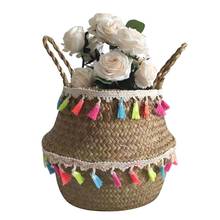 Storage Baskets laundry Seagrass Baskets Wicker Hanging Flower Pot Baskets Storage Flower Home Pot panier osier basket for toys 2024 - buy cheap