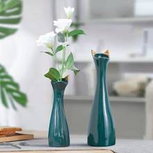 Florero pequeño de cerámica con orejas de gato nórdico, florero moderno minimalista para el hogar, decoración de armario de TV, contenedor hidropónico creativo para oficina 2024 - compra barato