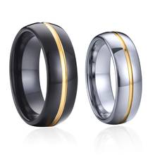 Anéis de casamento para homens e mulheres, aliança de casamento de carboneto de tungstênio, joias para casais, cor de ouro preto 2024 - compre barato
