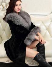 S/9XL  Women'S Long Fake  Fox Fur Collar Jacket Casual Slim Faux Mink Fur Coat Large Size Patchwork Femlae Winter Outwear J273 2024 - buy cheap