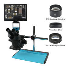 Microscópio simul-focal estéreo com monitor lcd ips hd de 10.1 x, 7x, 45x, 90x com tela de 1080 polegadas, 30mp, p, 60fps 2k, fhd, hdmi, câmera de microscópio 2024 - compre barato