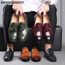 Sapatos masculinos de couro oxford, chinelos pretos com borla, elegantes, para festa, escritório, moda masculina, slip-on 2024 - compre barato