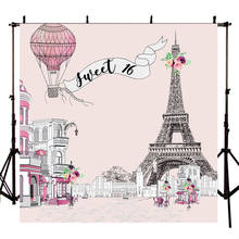 MEHOFOTO Customized Personal Birthday Party Backdrops Sweet 16 Decor Banner Photo Background Eiffel Tower Photography Backdrop 2024 - buy cheap