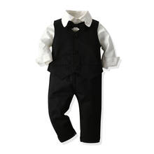 Черный жилет для мальчиков; Костюм с галстуком-бабочкой; От 1 до 4 лет Одежда для новорожденных; Торжественные детские платья в джентльменском стиле; Детская одежда 2024 - купить недорого