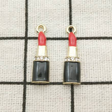 10pcs enamel lipstick charm jewelry accessories earring pendant bracelet necklace charms zinc alloy diy finding 7x26mm 2024 - buy cheap